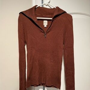 Anthropologie Brown V-Neck Sweater